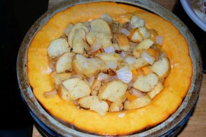 Pumpkin Soup going into oven