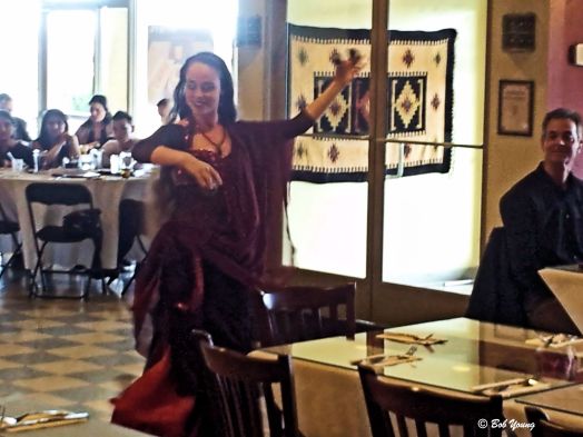 Yes, there were dancers! And there are rules as to where to place the dollar bill. The Dancer explained to me that there is no "set routine" to many of the dances, but rather the music "tells" them what movements to make. The dancer interprets the music. 