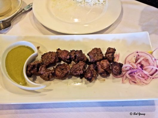Tekka Kabob: Lamb (or beef) pieces marinated in special herbs and spices and broiled over the grill.