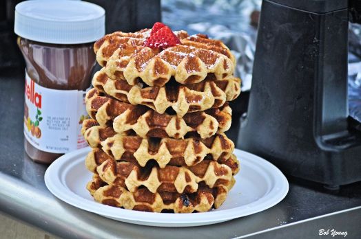 Food is available at the market. Here is a Waffle Stack.