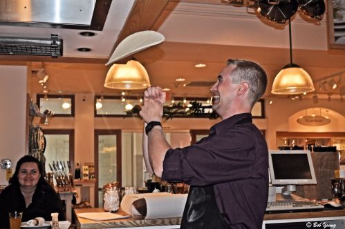 The pizza toss. Nice job, Chef!