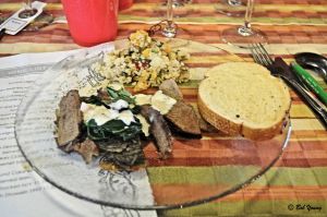 Steak House Dinner and Q!uiona Salad 2009 Basil Cellars Claret 15.2% alc. great with the steak.[18] $18.00 2011 Bridlewood Cabernet5 Sauvignon 13.8% alc. not as good as the Basil Cellars with this entree. [17] $17.00