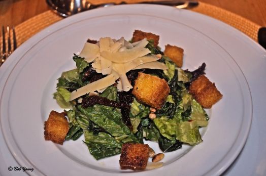 Italian Caesar Salad with Polenta Croutons Delicious, but I probably would have put more anchovies in it and a little more garlic. Just a personal preference.