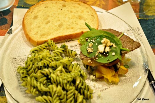 Pumpkin Beef and Mushroom "Salad" Pasta and Chimichurri Sauce