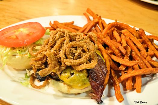 Pub Hamburger and Sweet Potato Fries