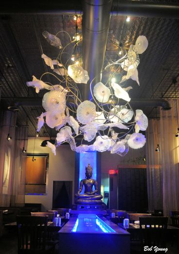 Some of the glass work and water works in the restaurant. Beautiful!