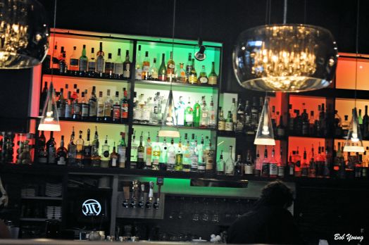 The bar area.  As you can see, the lighting in the restaurant was awesome. A fun place with superb food and service.