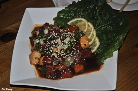 Poki  Combination Cubed cuts of fresh fish served in our own spicy sesame soy sauce.