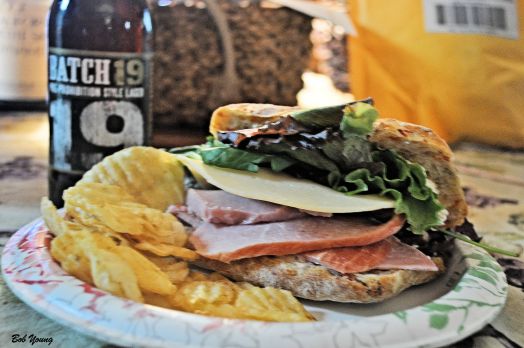 Great Ham and Cheese on an Acme Bake Shop Ciabatta Roll.