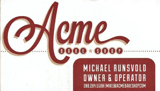 Acme Bake Shop contact information.
