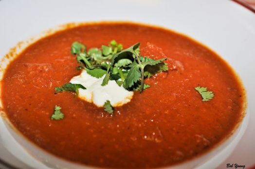 Tomato and Chocolate Soup such a good soup! 2012 Heritage Cote du Rhone 14% alc. not my favorite. [15] $14.00