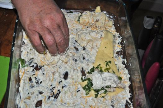 Slightly cover the roll ups.