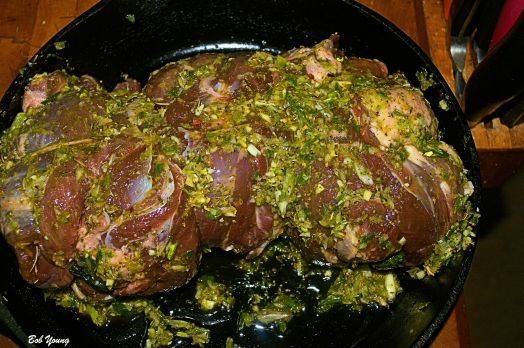 The rolled lamb is "getting happy".