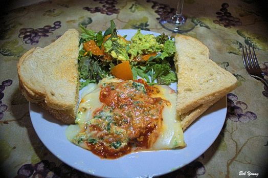 Ricotta Spinach Cannelloni Acme Bake Shop Toated Sourdough Fresh Green Salad with Avocado and Garlic Dressing 2009 Santa Margherita Chianti Classico Reserva