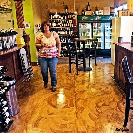 Cristi is in the Growler Bar area. Check out those floors!