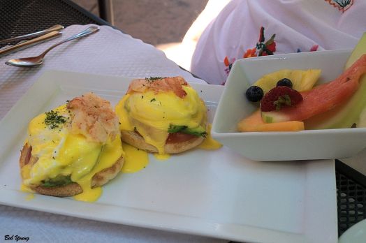 Robin had this amazing  Crab Benedict with Fresh Fruit