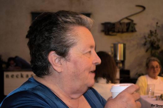 Robin enjoys some Neckar Coffee.