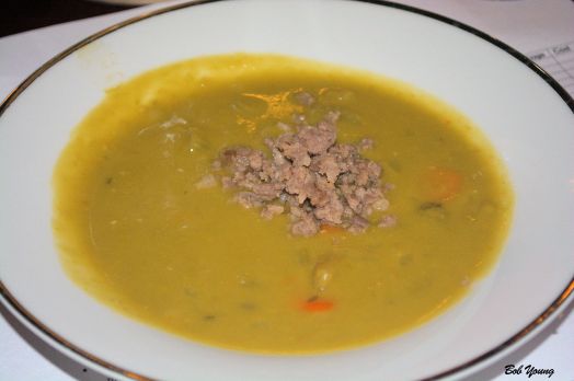 Erbsensuppe (Pea Soup) Il Canapone 14% alc. an OK wine that still went well with the soup. [16] $18.00