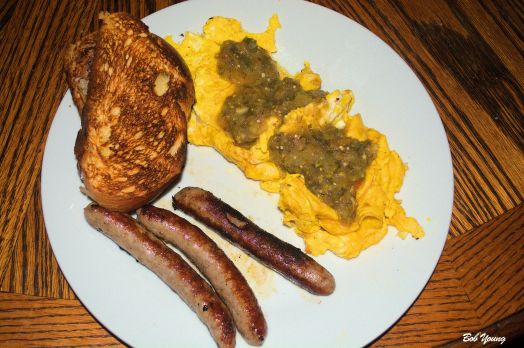 Scrambled Eggs Tomatillo Salsa Verde Sausage Acme Bake Shop Toast