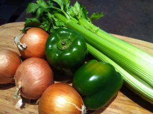 Cajun "Holy Trinity" Onion, celery and green pepper.