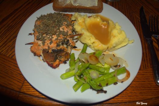 Stuffed Chicken Breasts spinach, mushrooms and onion Acme Bake Shop Rye toast Mashed Potatoes and Gravy