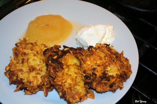 Potato Latkes Applesauce Sour Cream