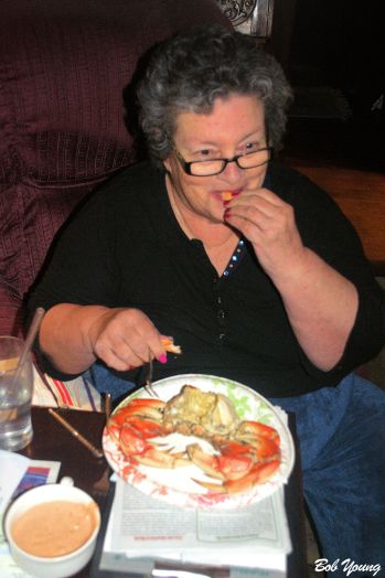 Robin enjoys a bite.