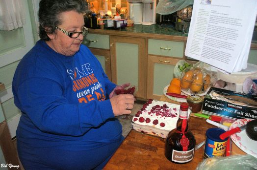 Robin constructing the tiramisu.