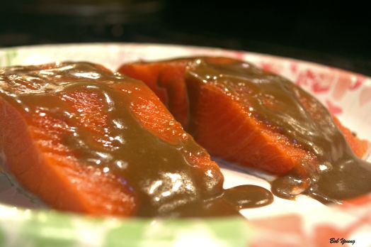 Asian Grilled Salmon getting to know the marinade. Just remember to use a hot grill and 3 - 5 minutes per side. Cook just long enough so the salmon releases from the grill or grill pan easily.