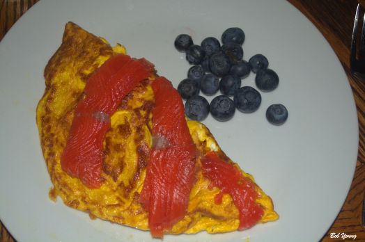 Grilled Asparagus and Robin's Icebox Lox Omelet Fresh Fruit