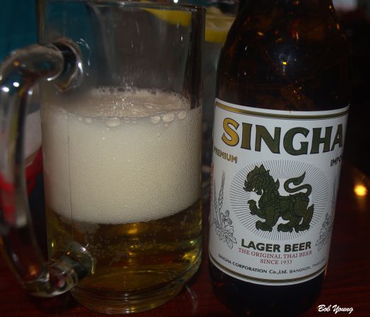Glad I tried this Thailand beer. Light and a refreshing lager that was a perfect match to the food. After a language lesson, it is pronounced "sing-ha" with a slight inflection on the "sing". Our Wait Person was delighted that we asked how to pronounce this. She was very helpful throughout the meal. Thank-You!