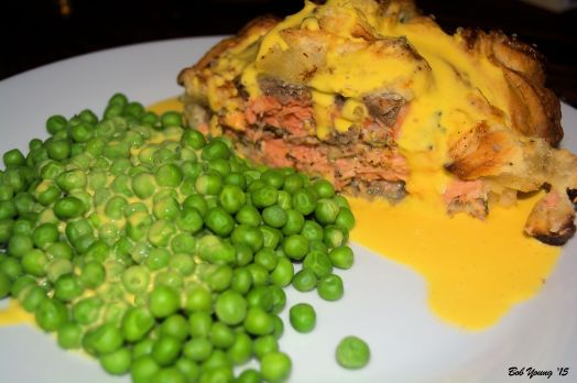 The plated Salmon En Croute. Yum!