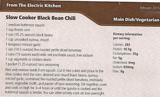 Crock Pot Black Bean Chili Recipe courtesy Idaho Power