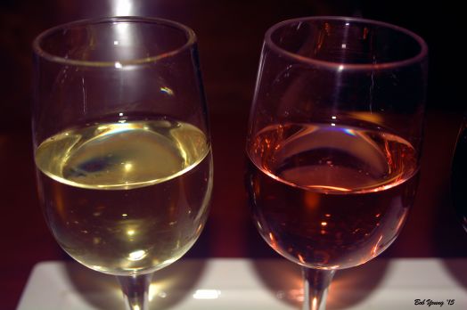 (L-R) 201o Williamson Viognier and a 2012 Williamson Blossom. Both are delightful wines.