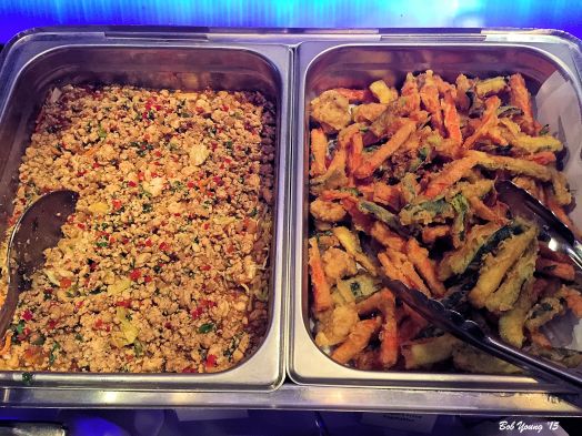 Lettuce Wrap Ingredients and Vegetable Tempura. (The tempura was not heavy with batter.)