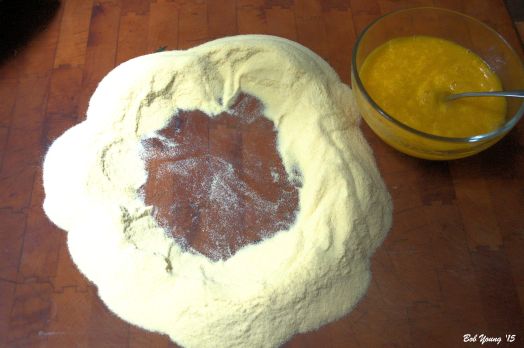 The semolina "well" The process is the same if you use flour.
