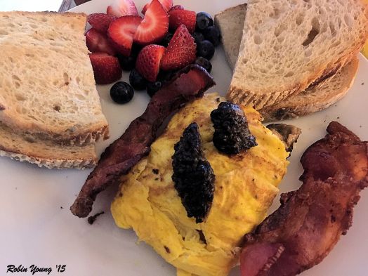  Fresh Morel Mushroom Omelet Strawberry and Blueberry Fruit Mix Toasted Acme Bake Shop Sourdough