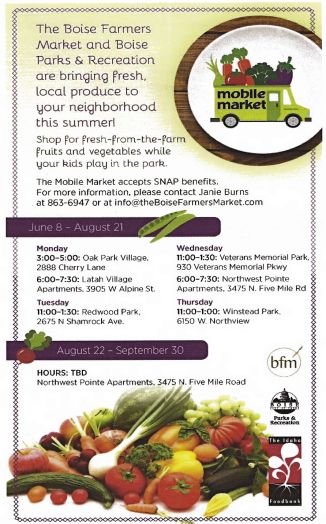 The schedule of where the produce trailer will be.