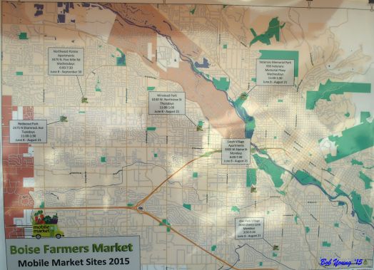 Map of the service and schedule for the Mobile Market.