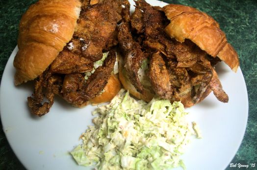 Serve on a Brioche roll or on Croissants. Serve with slaw, I used chopped Savoy cabbage with our special Slaw Dressing - the recipe is in the Boise Foodie Recipe file above.