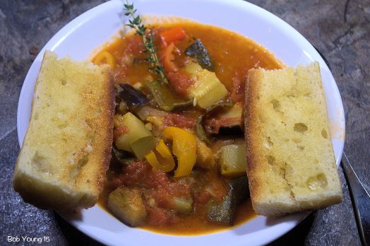 Ratatouille Toasted Baguette with Garlic