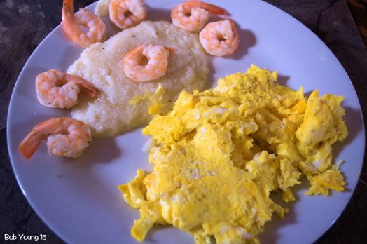 Scrambled Eggs Grits and Shrimp