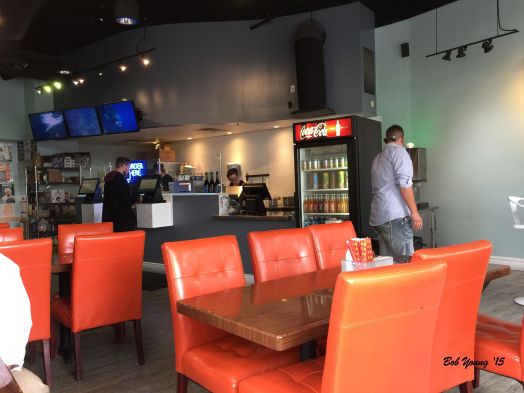 Dining area, you can see the menu kiosk in the background.