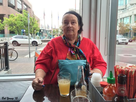 We sat in a corner where we could see all around us.