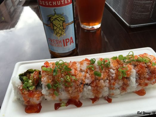 I had the Bangkok Roll. A little spicy and the addition of some fresh mint made a tasty sushi roll.