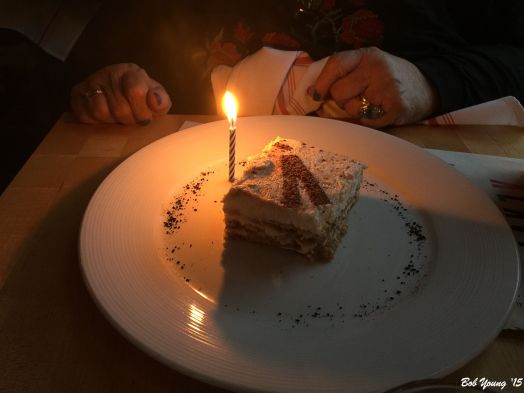 Robin's Birthday Cake - ÀLAVITA Tiramisu... espresso lady fingers, Grand Marnier and orange zest