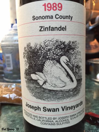 Add to the dinner, a wonderful 1989 Swan Vineyards Zinfandel and you have a wonderful dinner. Decant the wine first.