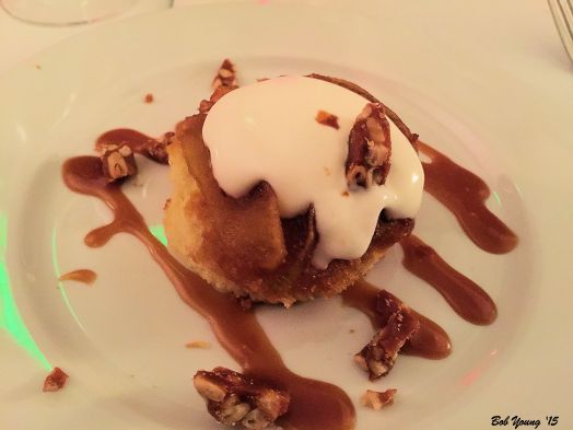 Salted Caramel Upside-Down Cake with Pine Nut Brittle