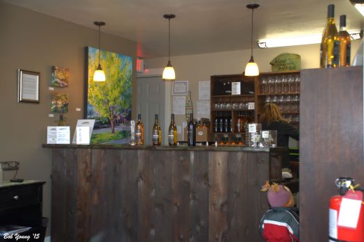 The Tasting Bar. The artwork on the wall is all by Stephanie.