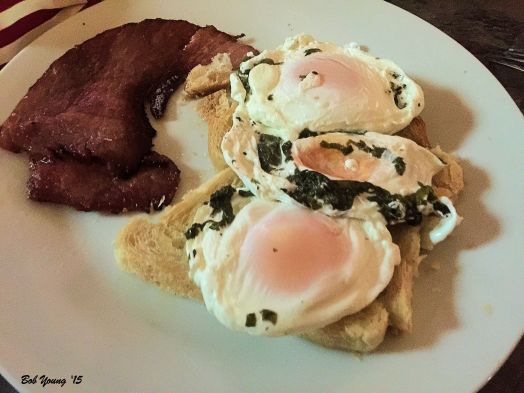 Basil Poached Meadowlark Farms EggsToasted Acme Bake Shop Sourdough Ham